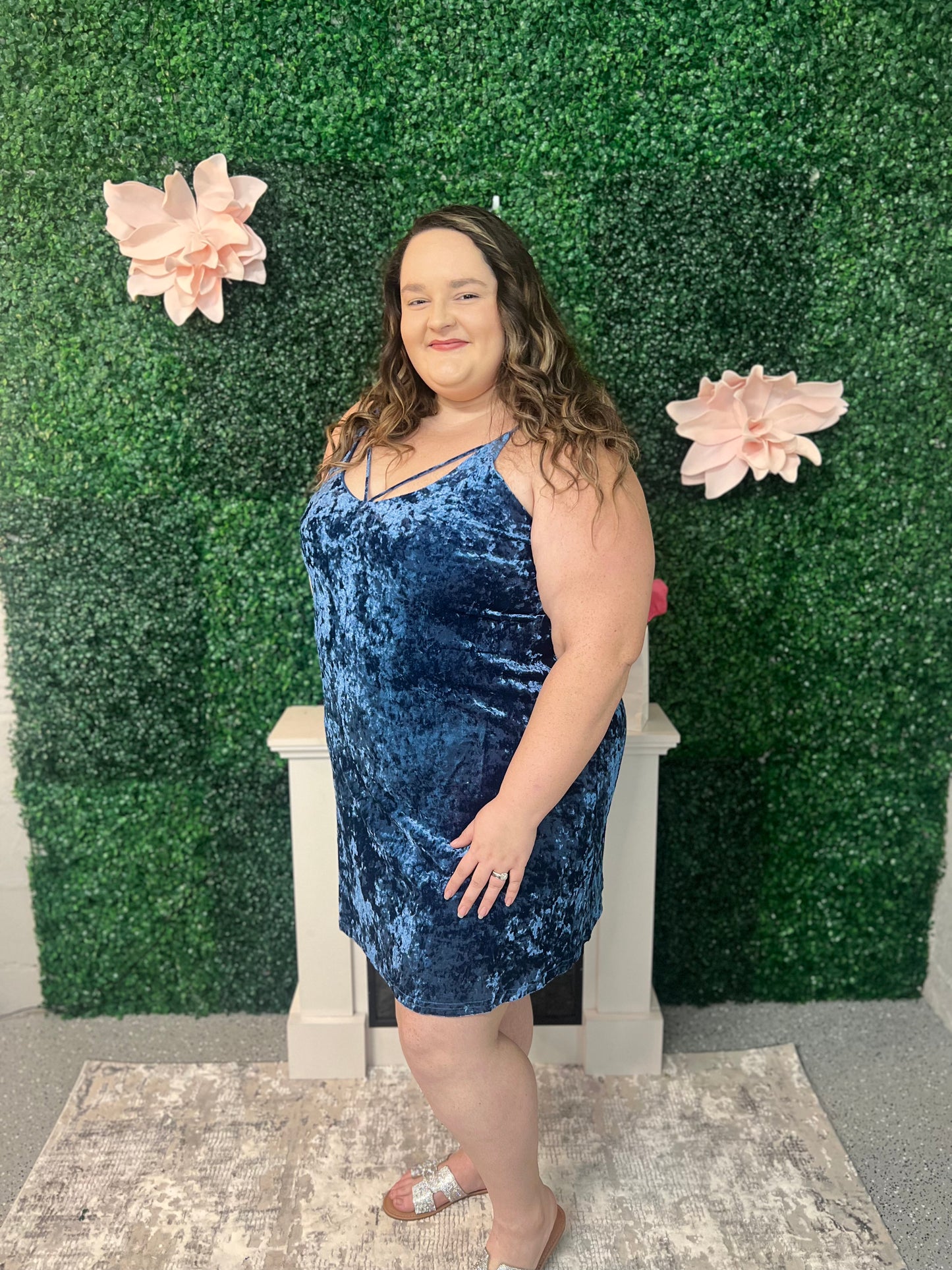 Blue Velvet Dress - Plus Size