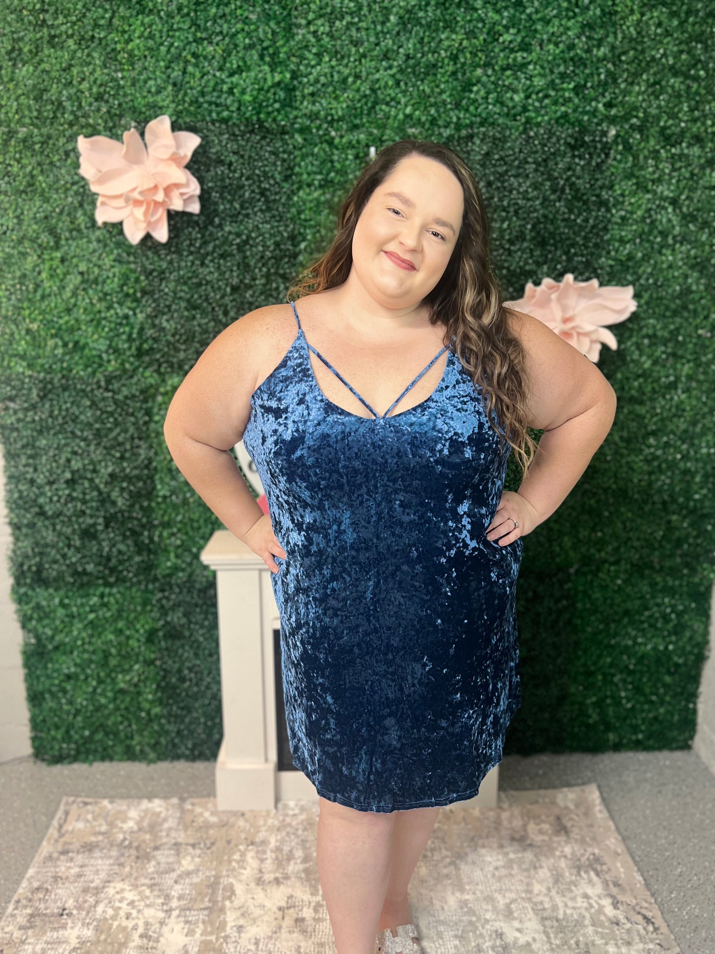 Blue Velvet Dress - Plus Size