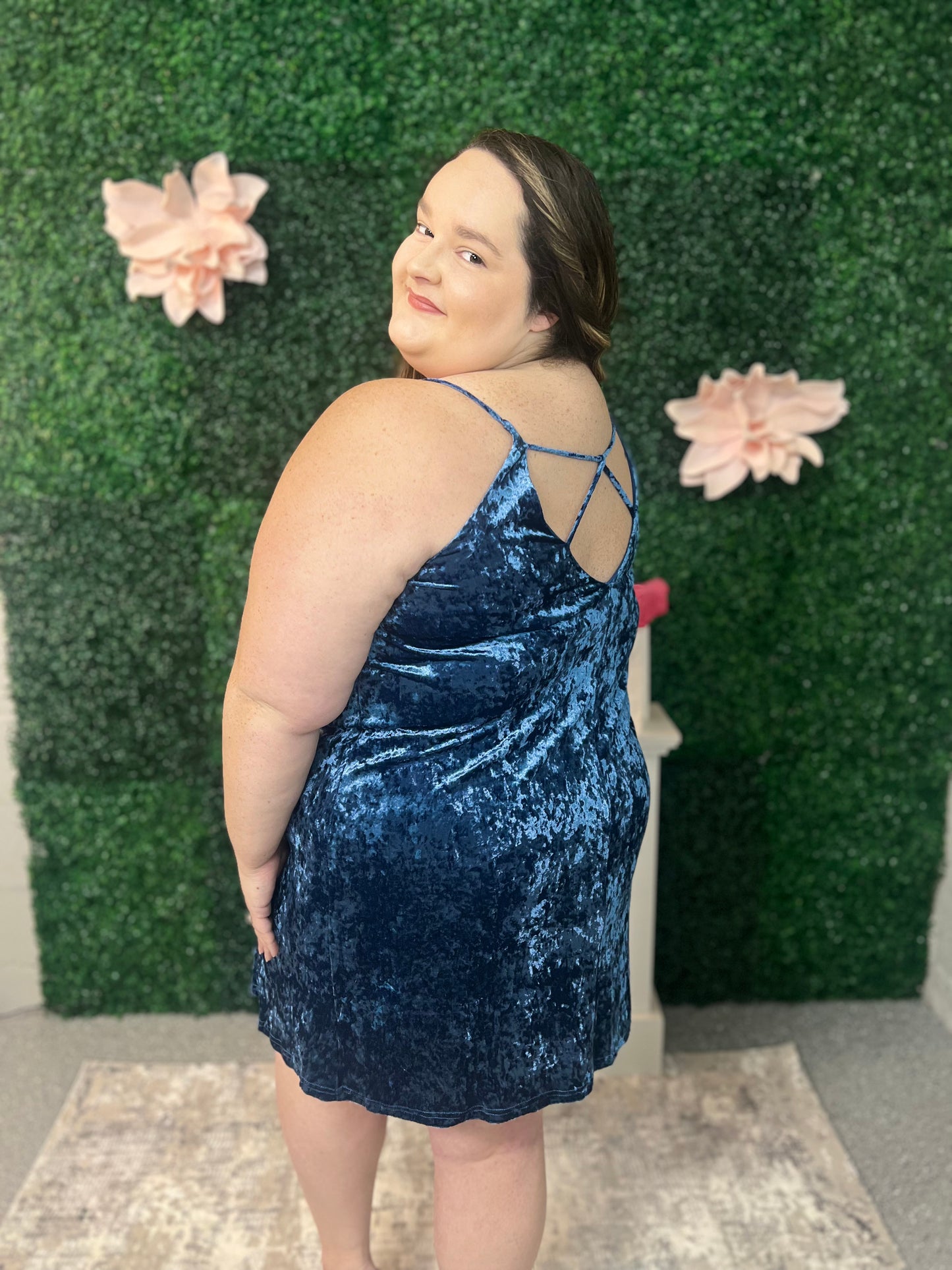 Blue Velvet Dress - Plus Size