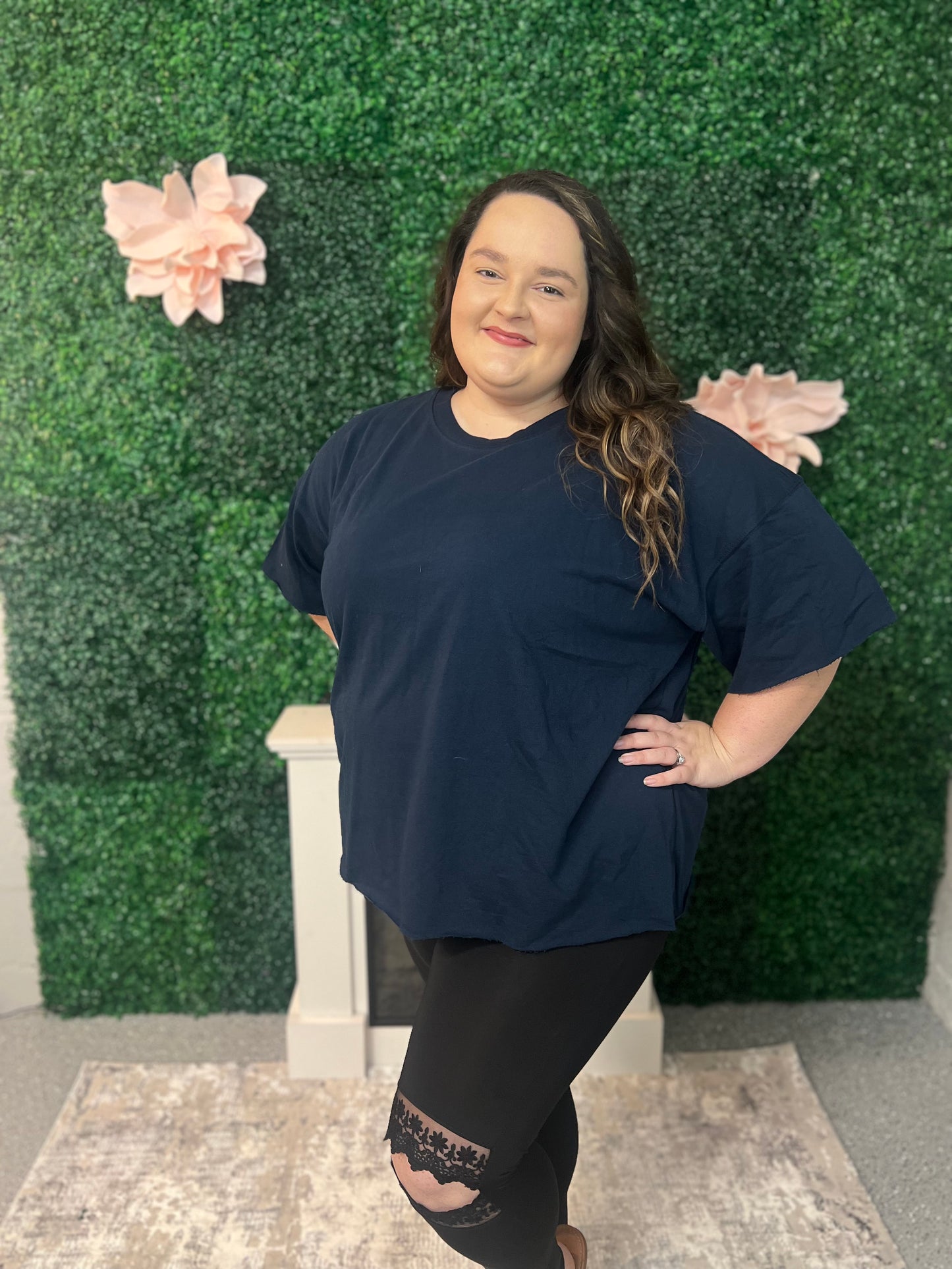 Cropped Tee - Plus Size (Navy)