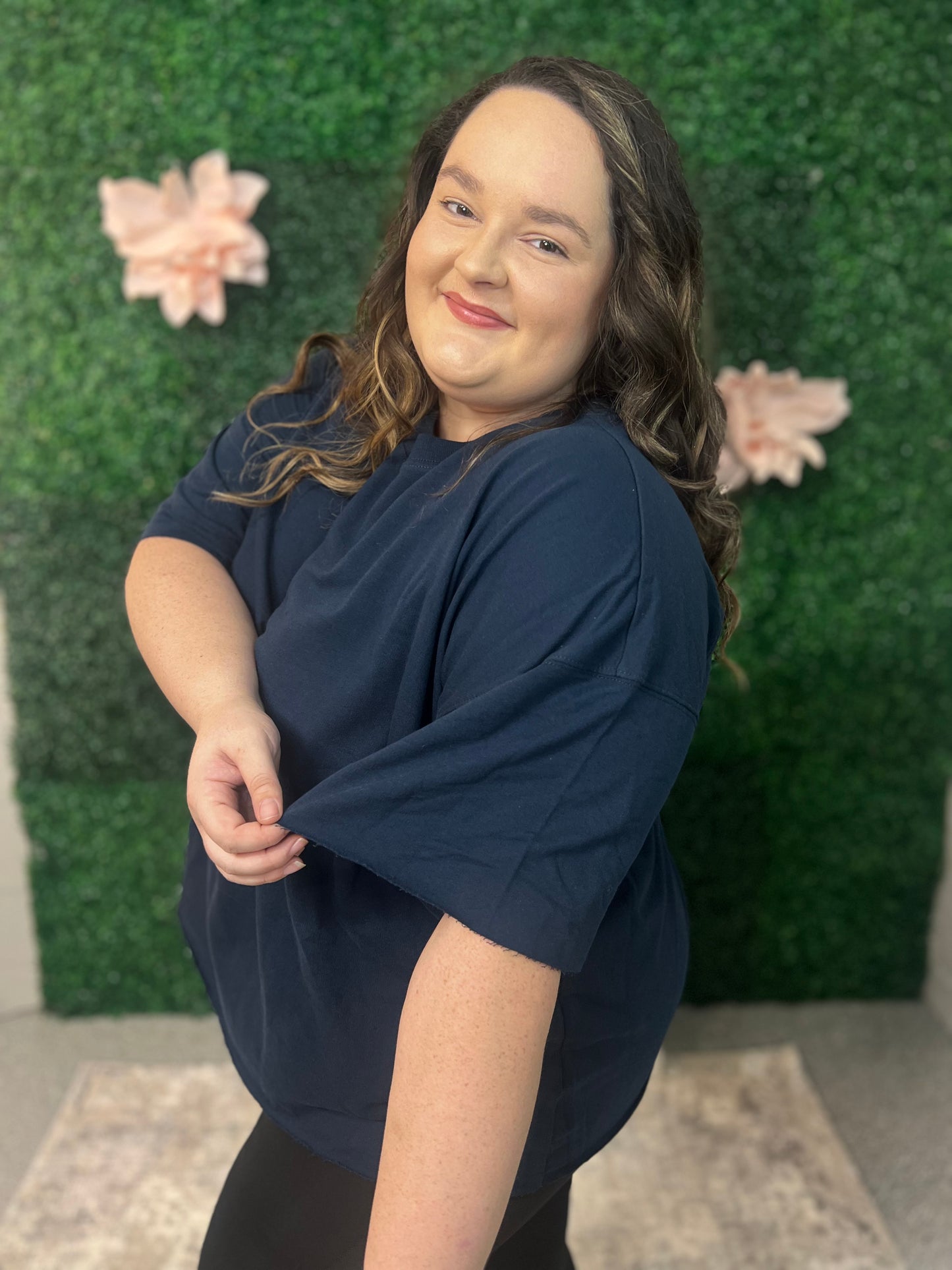 Cropped Tee - Plus Size (Navy)