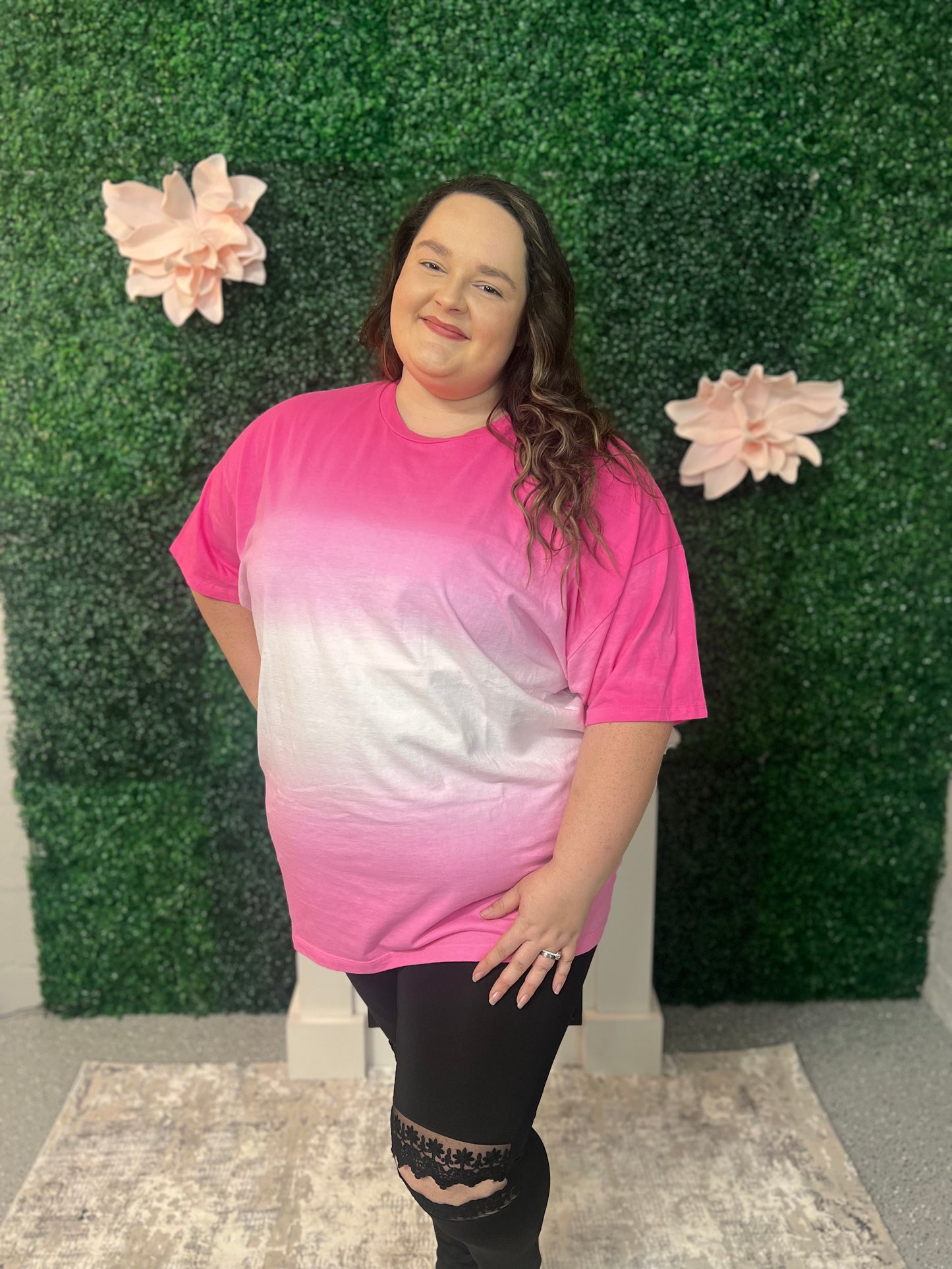 Deanna Dip Dye Oversized Tshirt (Pink) Plus Size