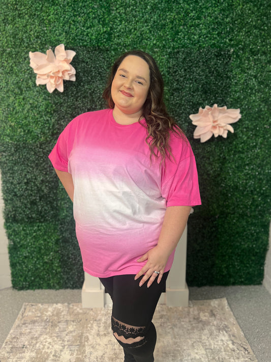 Deanna Dip Dye Oversized Tshirt (Pink) Plus Size