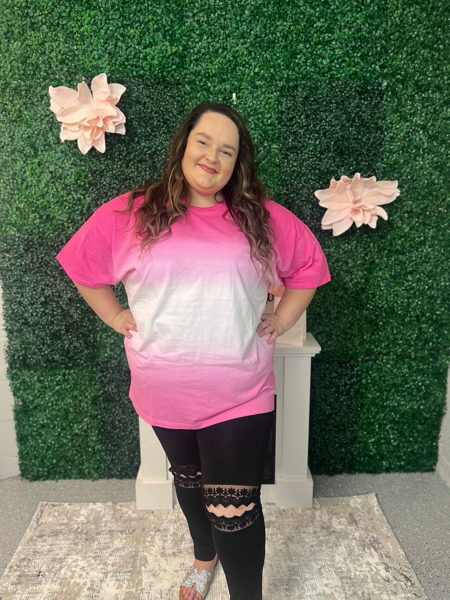 Deanna Dip Dye Oversized Tshirt (Pink) Plus Size