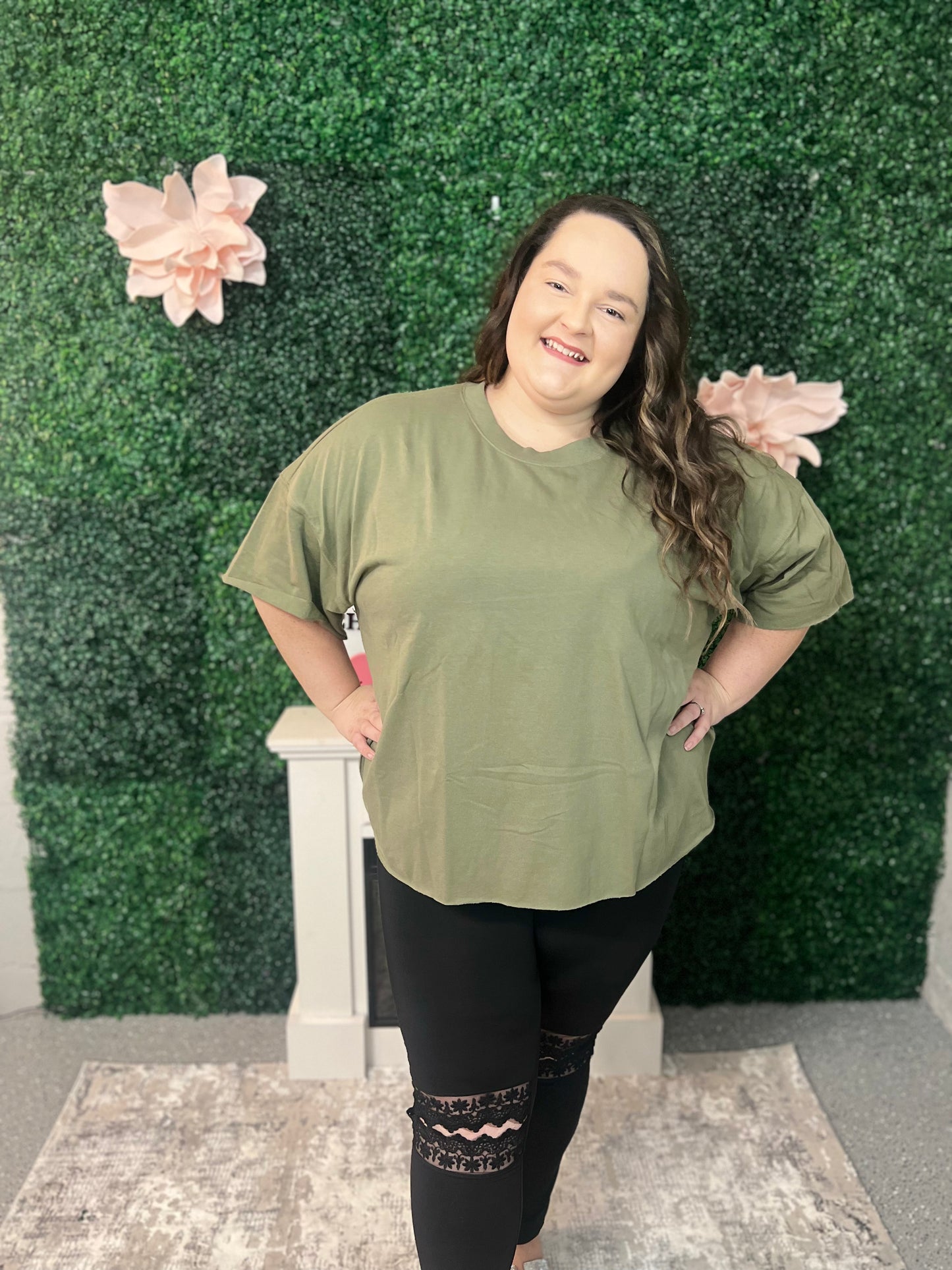 Cropped Tee - Plus Size (Green)