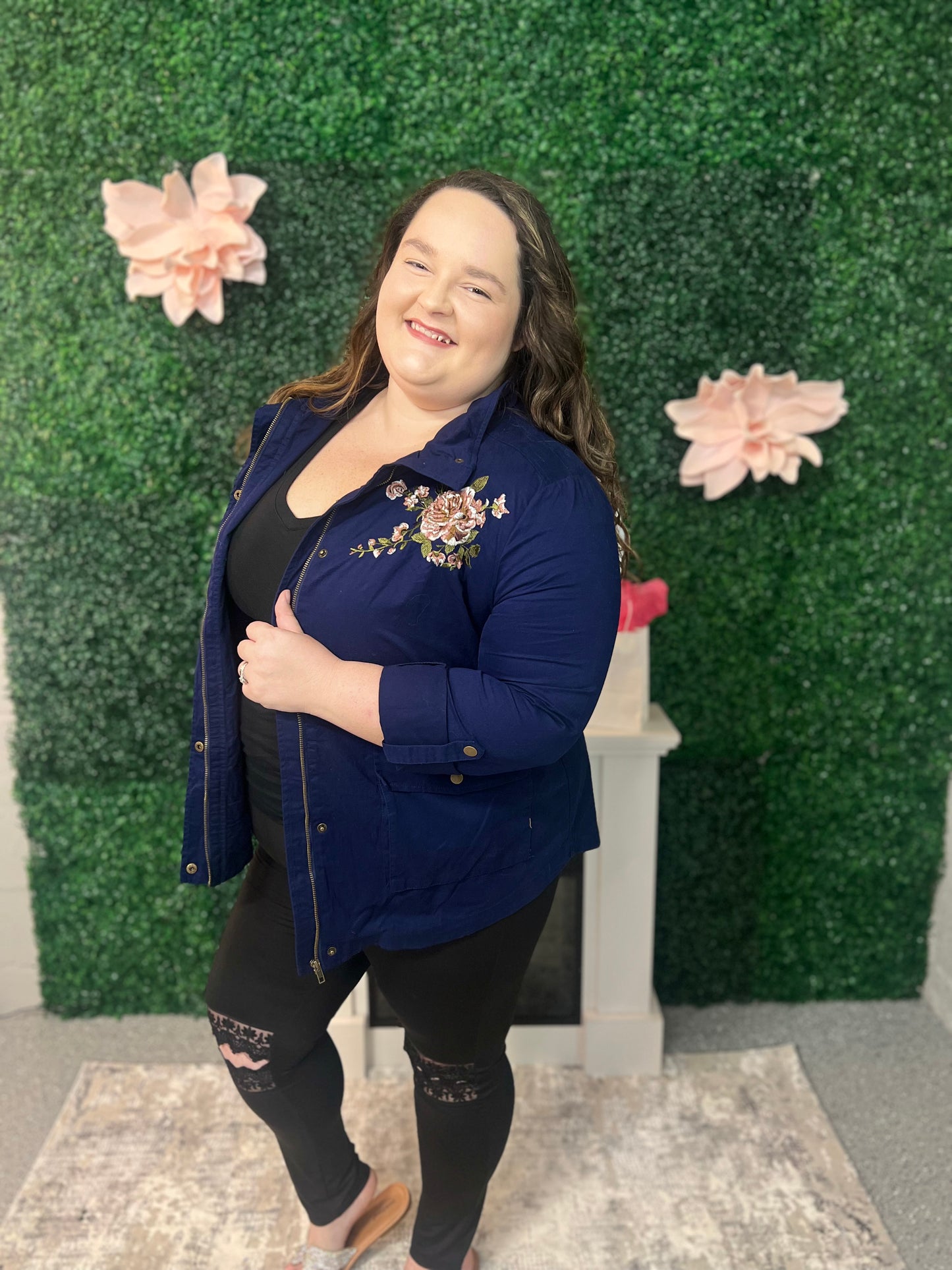 Blue Flower Jacket - Plus Size