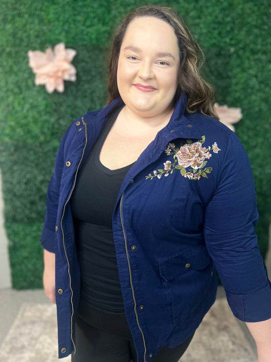 Blue Flower Jacket - Plus Size