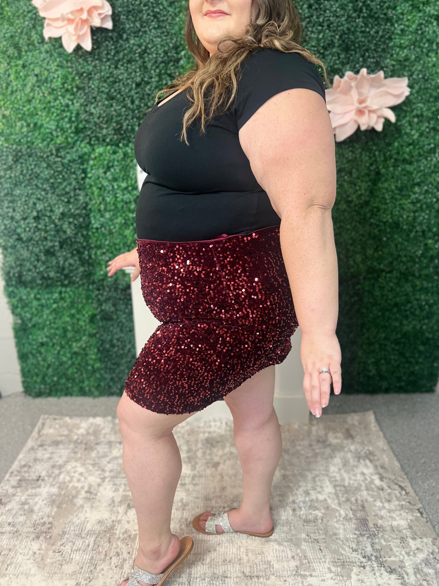 Sequin Skirt - Plus Size (Wine)