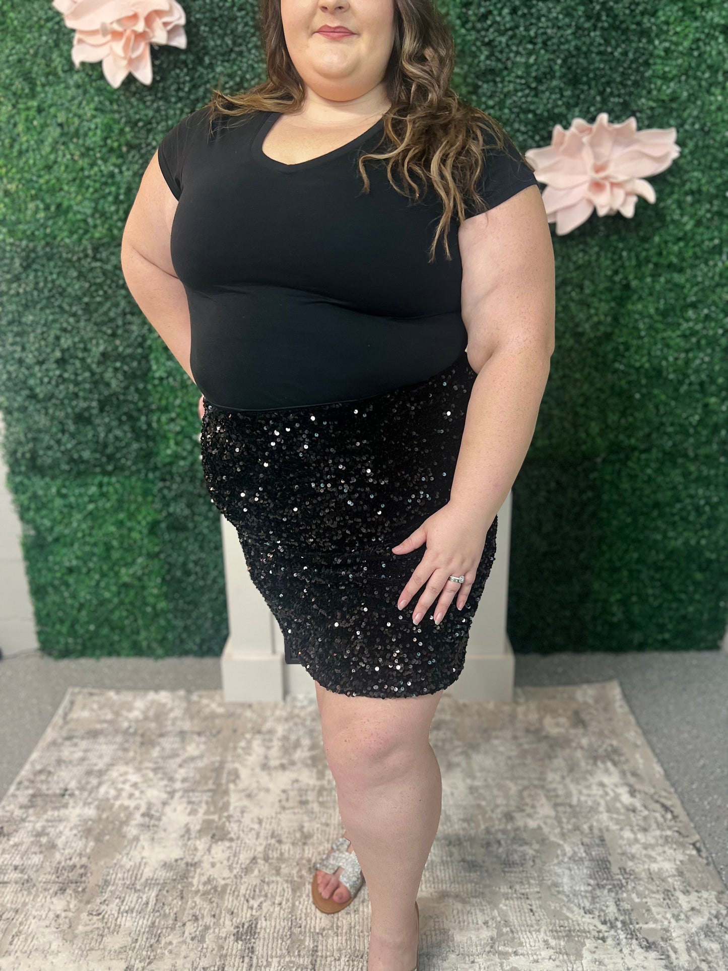 Sequin Skirt - Plus Size (Black)