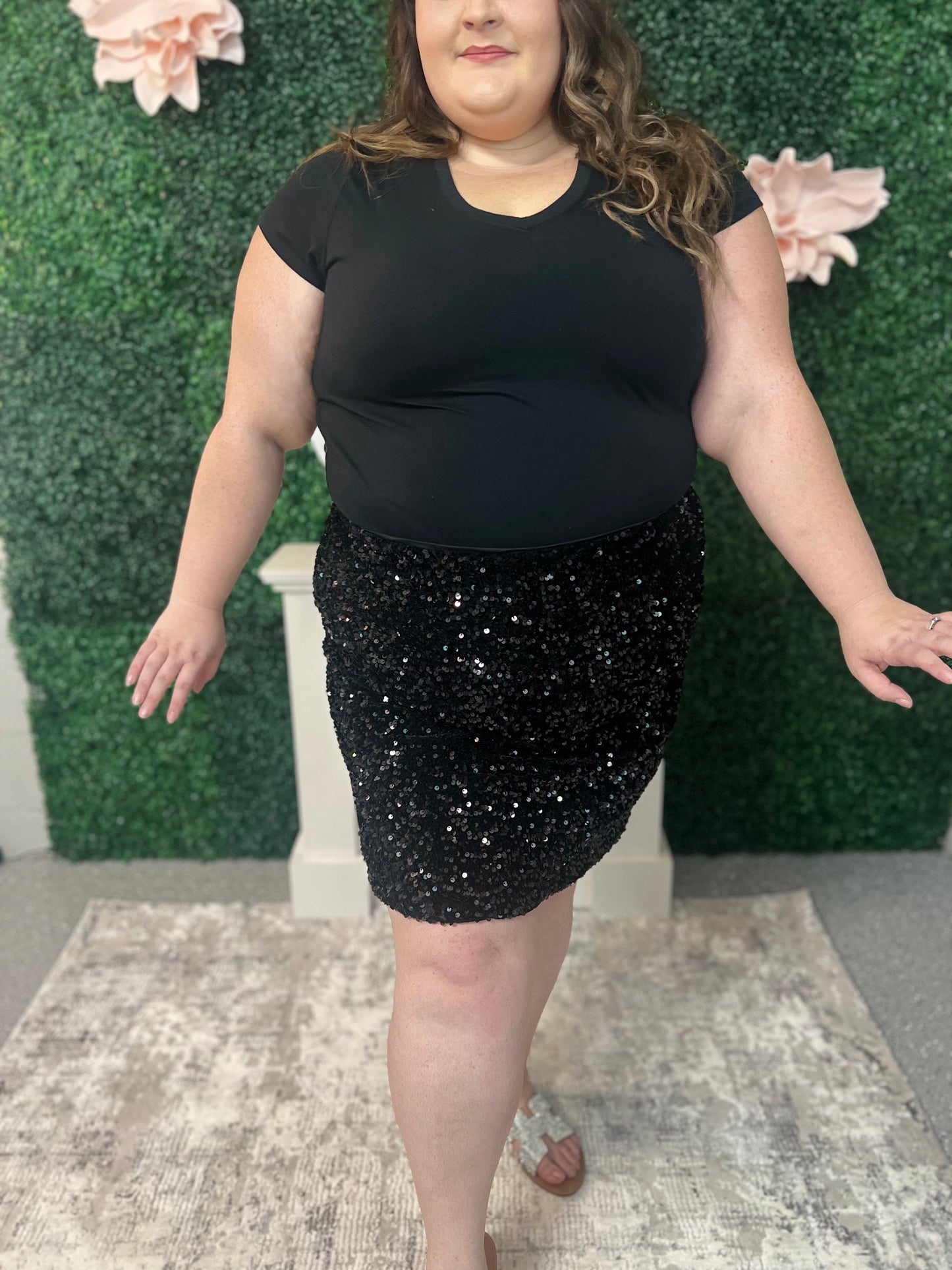 Sequin Skirt - Plus Size (Black)