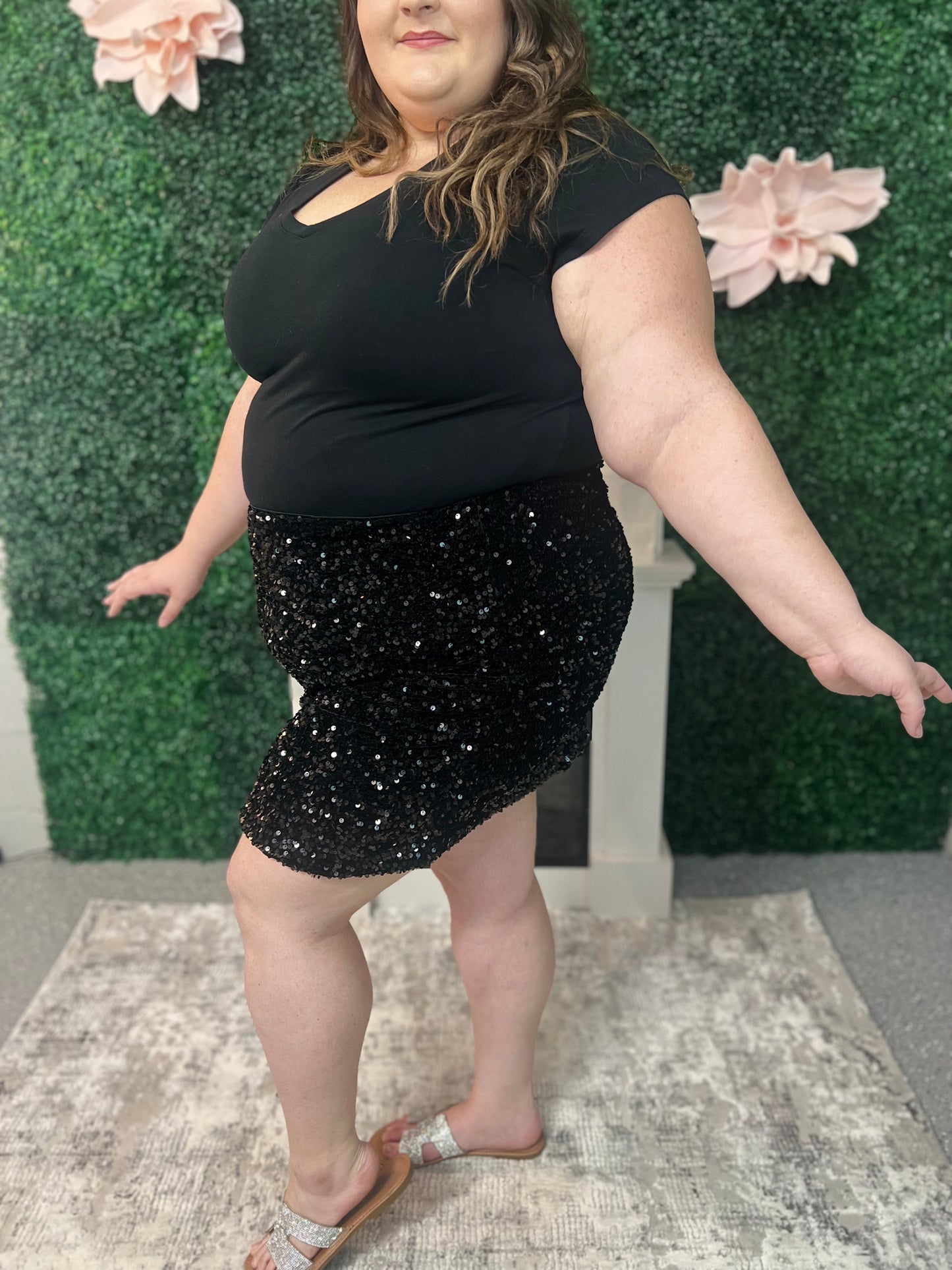 Sequin Skirt - Plus Size (Black)