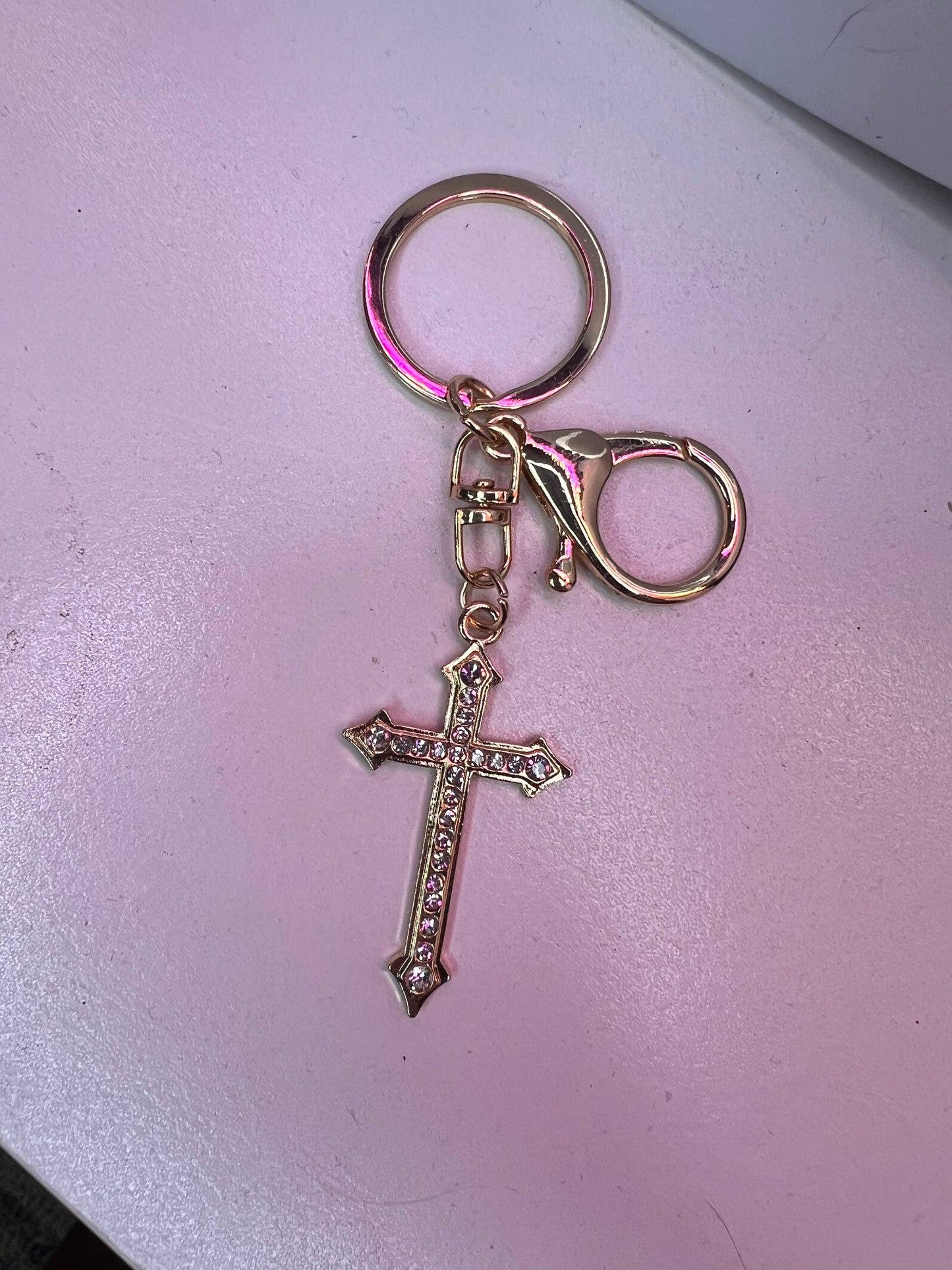 Rhinestone Cross Keychain