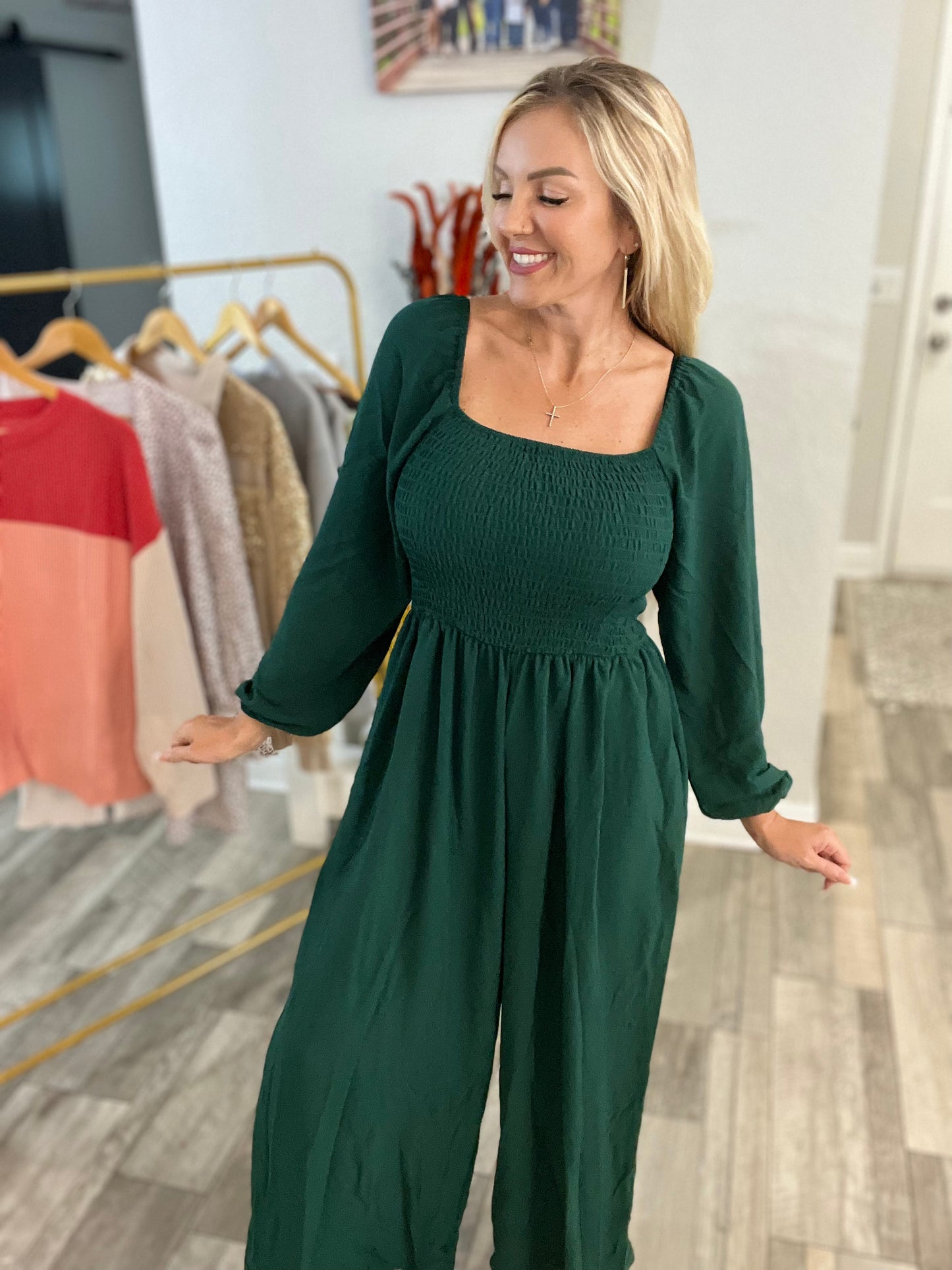 Bethanie Smocked Wide Leg Jumpsuit