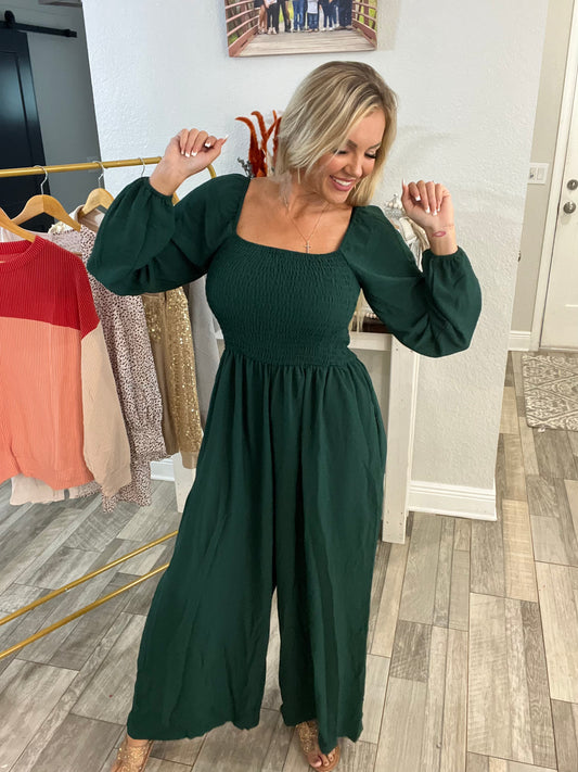 Bethanie Smocked Wide Leg Jumpsuit