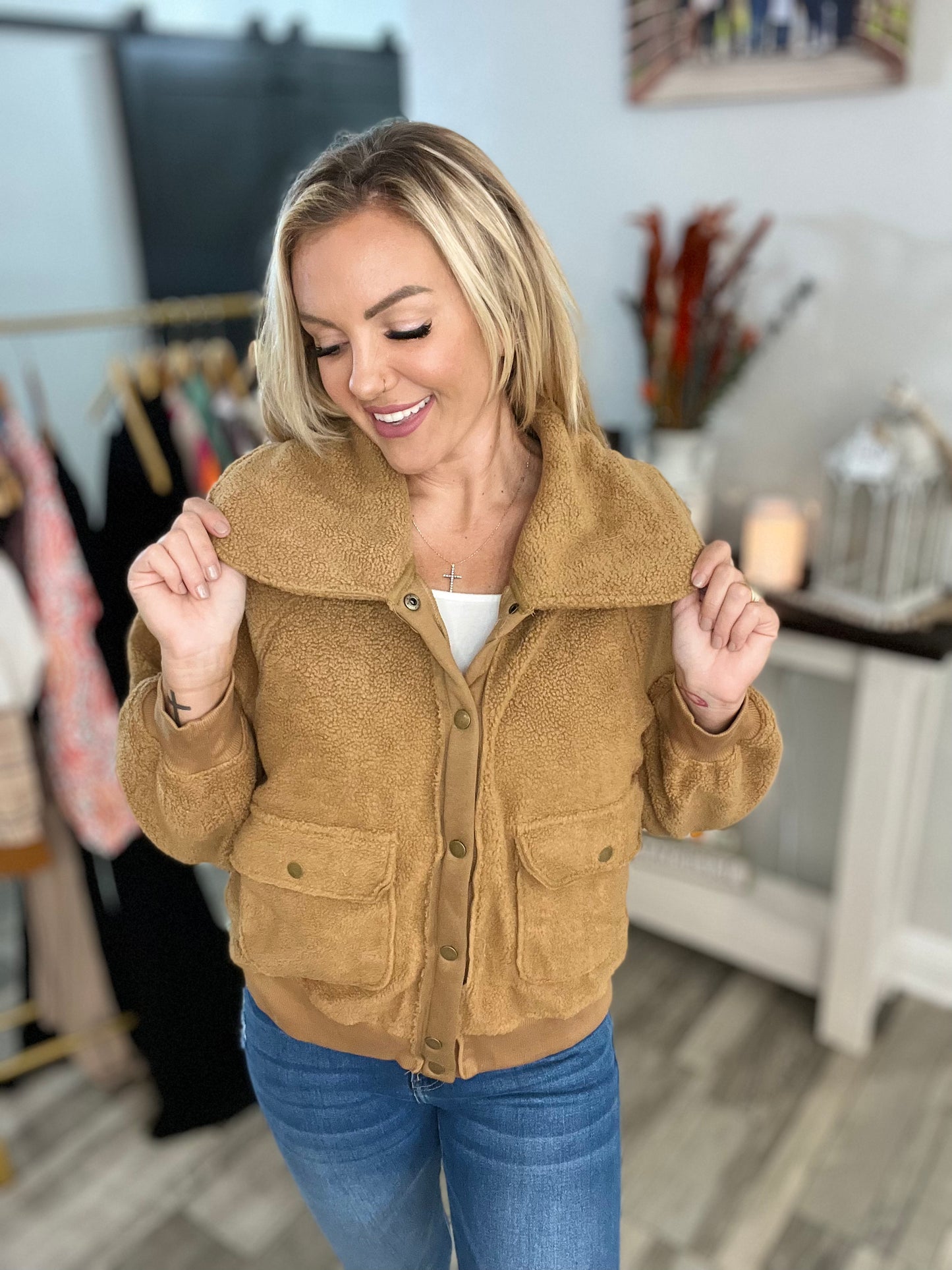 Abigail Button Pocket Fleece Jacket