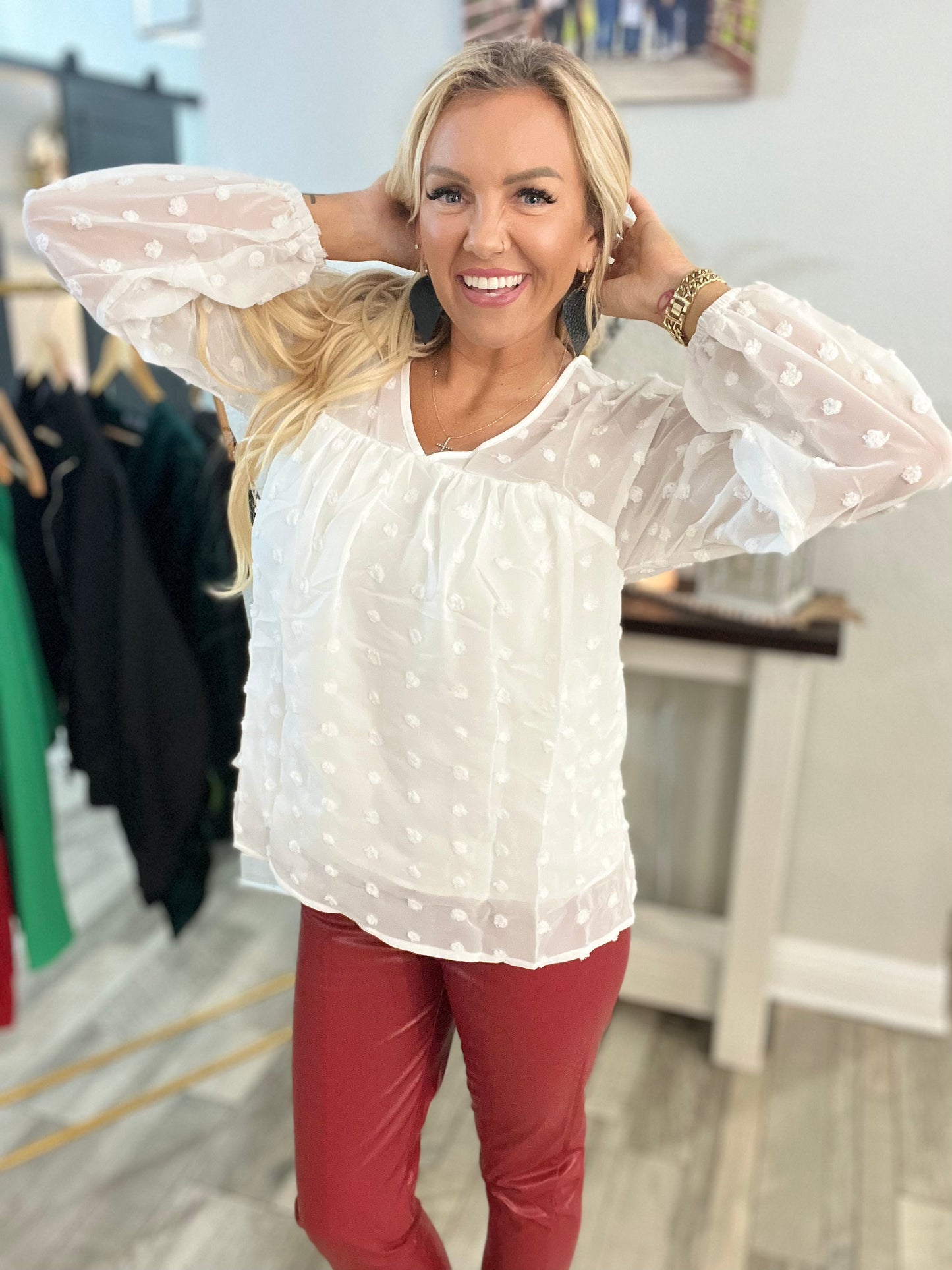 Tabitha Dotted Blouse Top